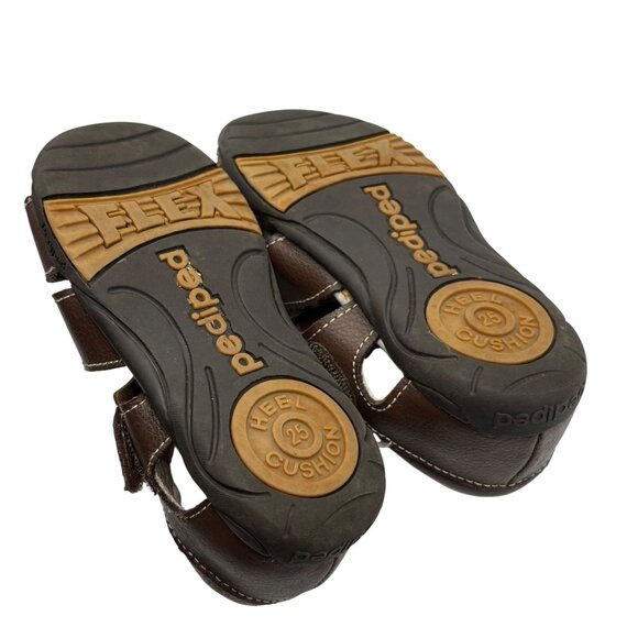 Pediped Brown Leather Kids Sandals Size 25/8.5 With Velcro Closure - Picture 6 of 7